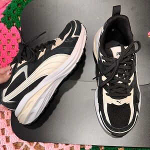 Puma Black and Cream Athletic Shoes